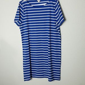 J Crew Striped Dress Zippered Shoulder Sz XL